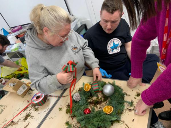 wreath making at the Blyth Hub